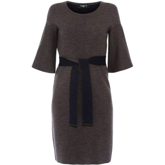 Paule Ka Charcoal Merino Wool Shift Dress - Picture 1 of 5